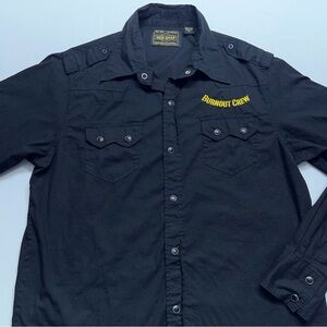 RED SNAP Pearl Snap Western Shirt Mens Medium Black “Burnout Crew” Long Sleeve